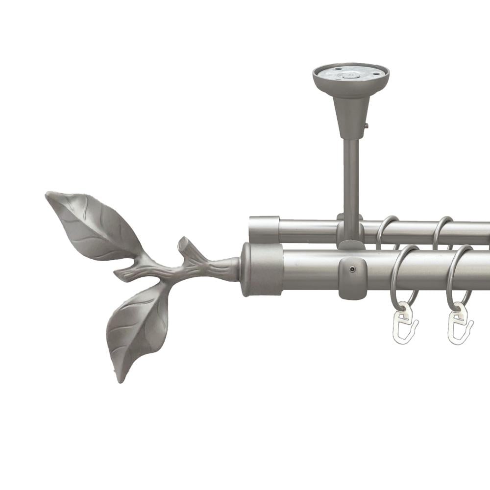 Карниз Orvit Листок Троянди металевий дворядний відкритий до стелі гладка труба кільце металеве 25/16 мм 300 см Сатин (00-00023795)