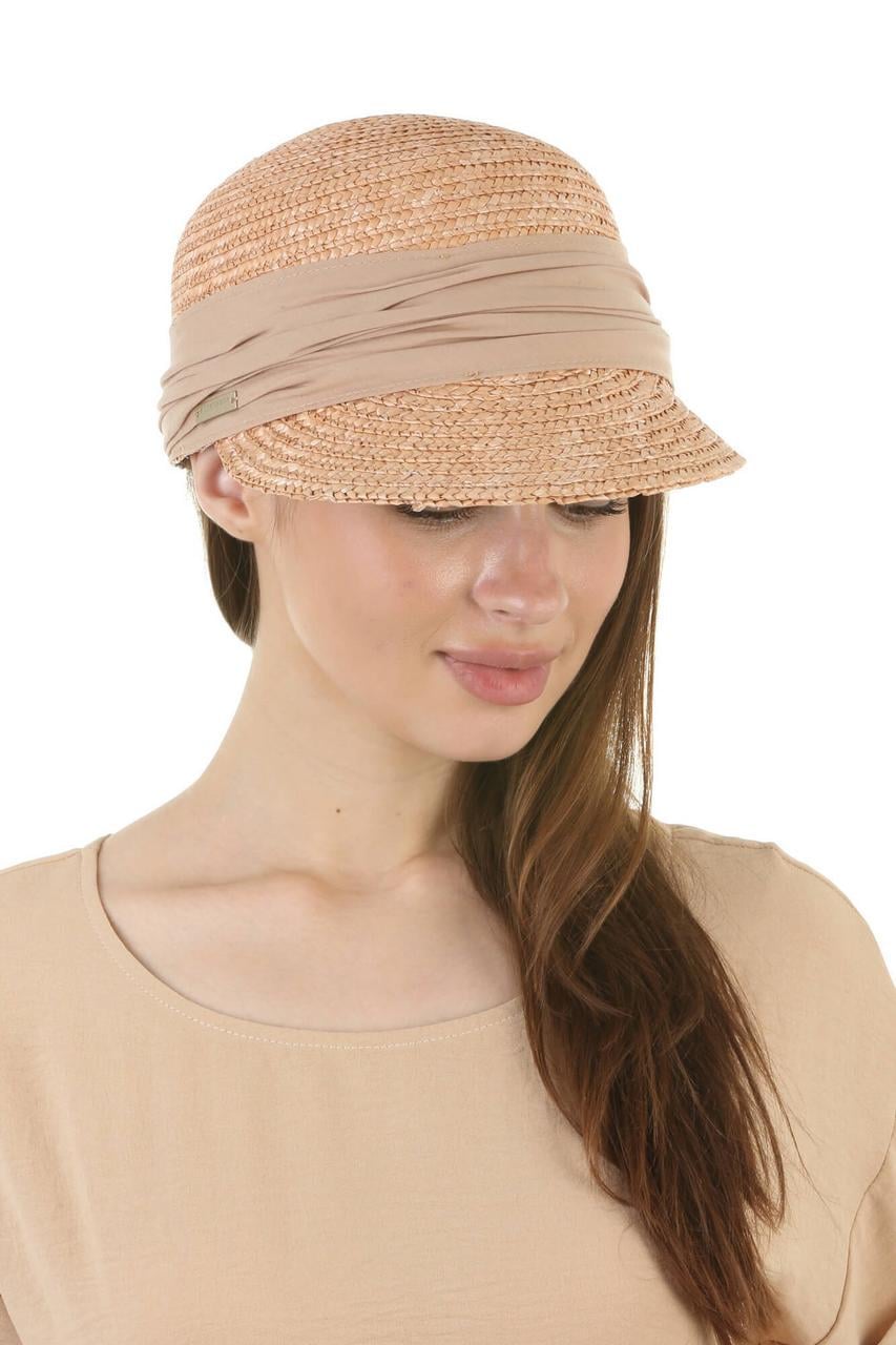 Кепка з натуральної соломи зі стрічкою Світло-коричневий (1860915476)