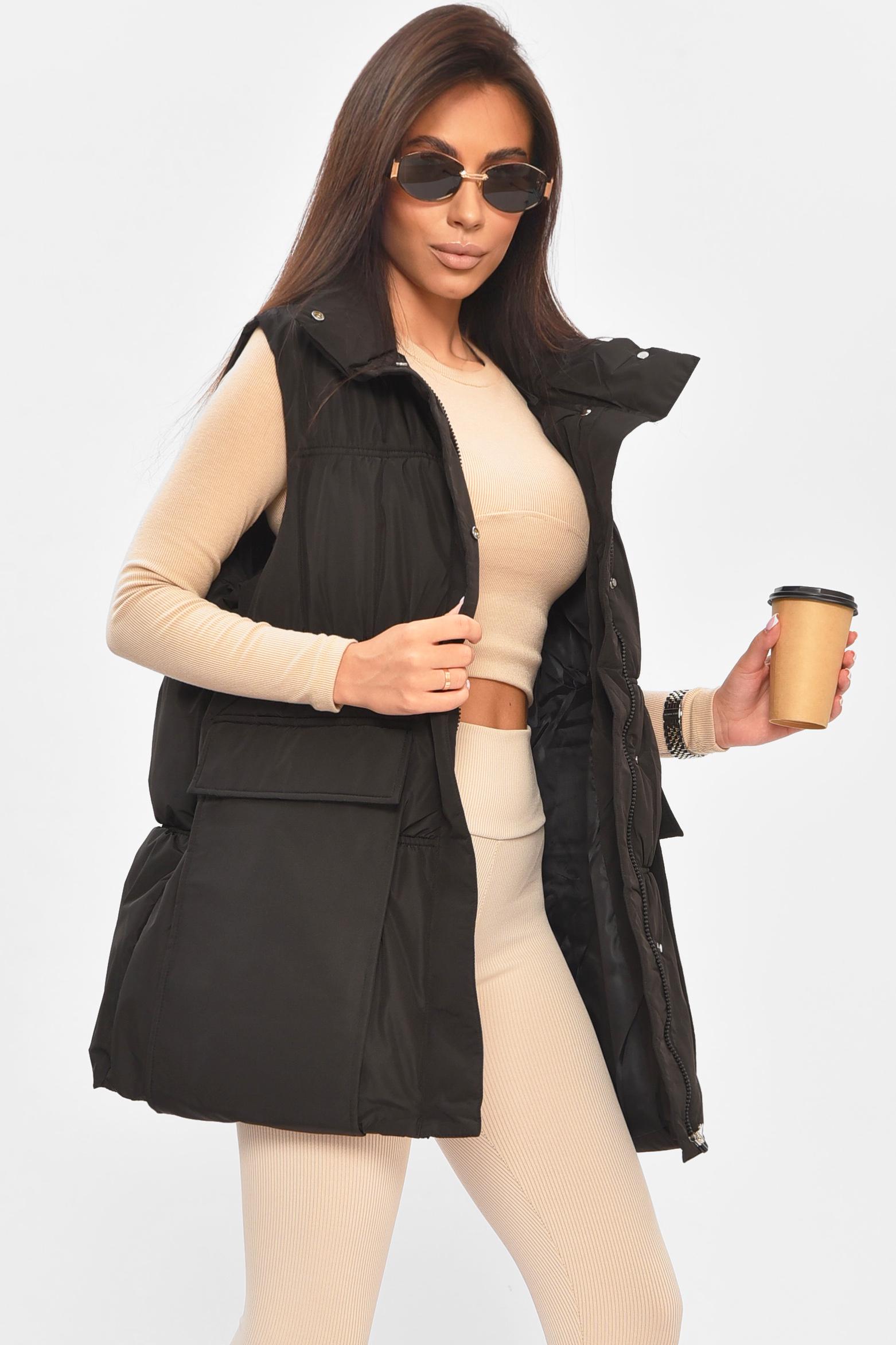 Жилетка жіноча однотонна 205031 XL Чорний - фото 2 Жилетка жіноча однотонна 205031 XL Чорний - фото 2