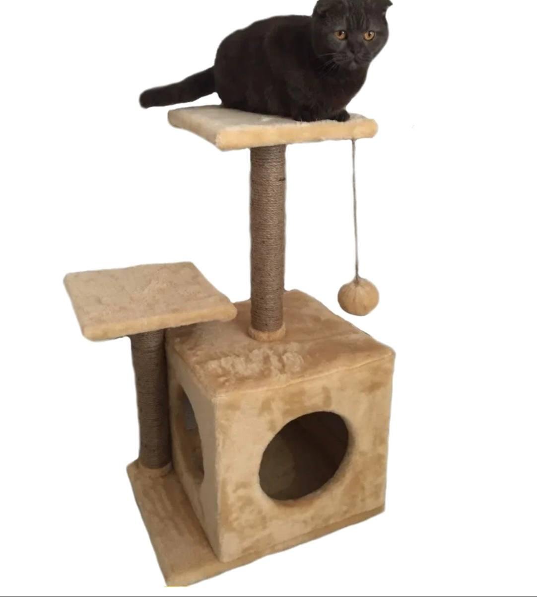 Будиночок-когтеточка з полицею Мася 46х36х80 см Бежевий - фото 2 Будиночок-когтеточка з полицею Мася 46х36х80 см Бежевий - фото 2