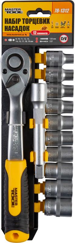 Набор насадок торцевых MasterTool Gm CRV 1/2” 8-19 мм трещотка (13856)