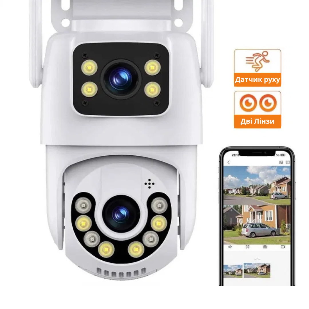 Камера відеоспостереження вулична ICSEE IP Wi-Fi 2 об'єктива 8Mp (2491164506) - фото 4