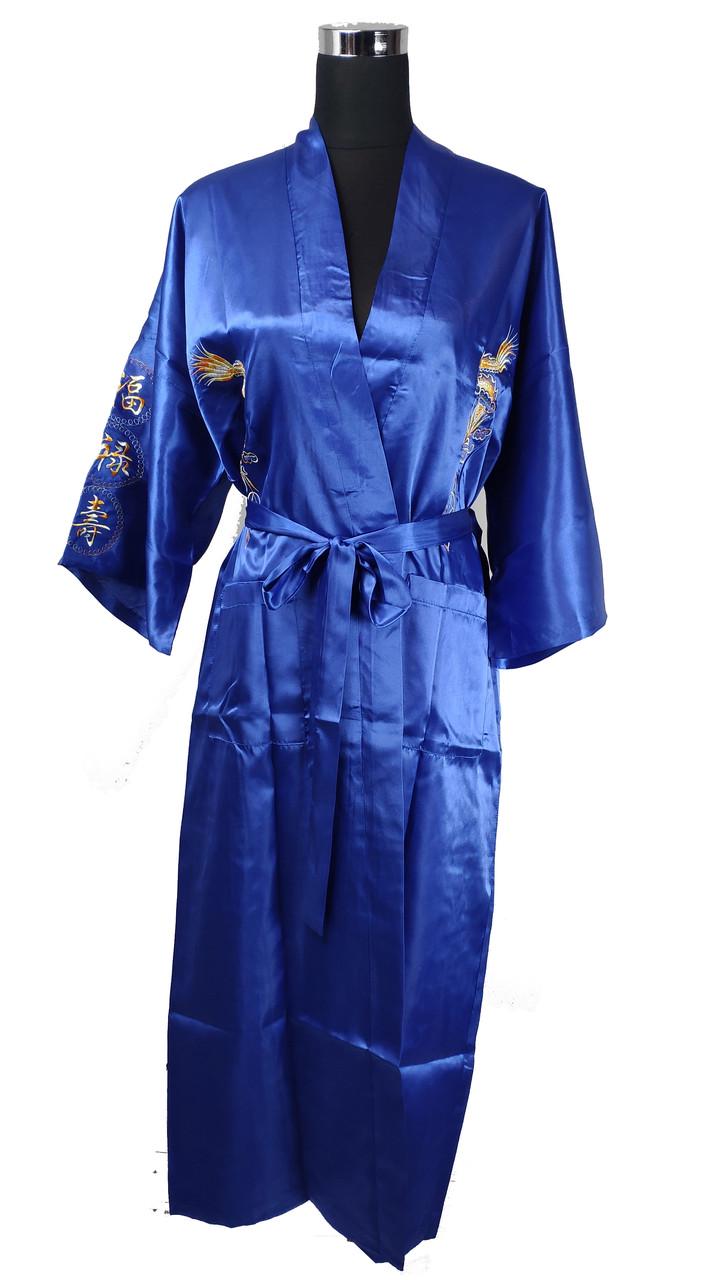 Женский халат с драконом XL-XXL Синий (C3711)