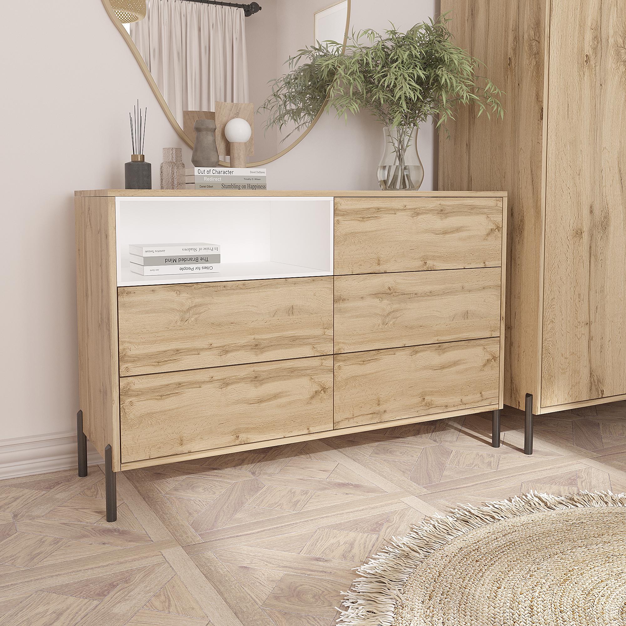 Комод Норди на ножках КМ-2 Норди 800х1200х400 мм Дуб Тахо/Белый