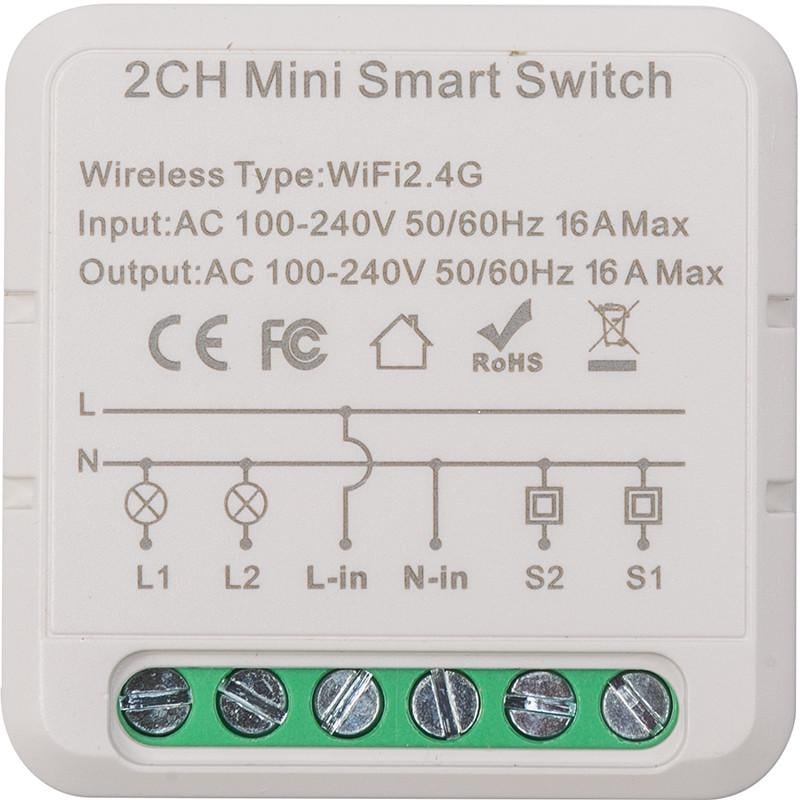 Выключатель умный Tuya Wifi B202 16A 2 gang 2 Way