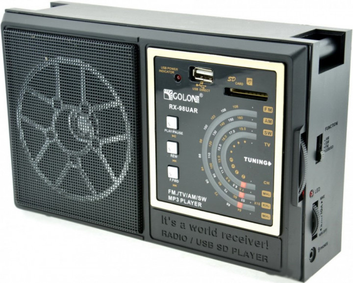 Радиоприемник Golon RX-98UAR цифровой FM стерео 6 Вт USB/SD/пульт ДУ Черный (ML-06828)