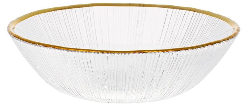 Салатница стеклянная Festive Shine Ø 16 см с золотым кантом (BD-5016)