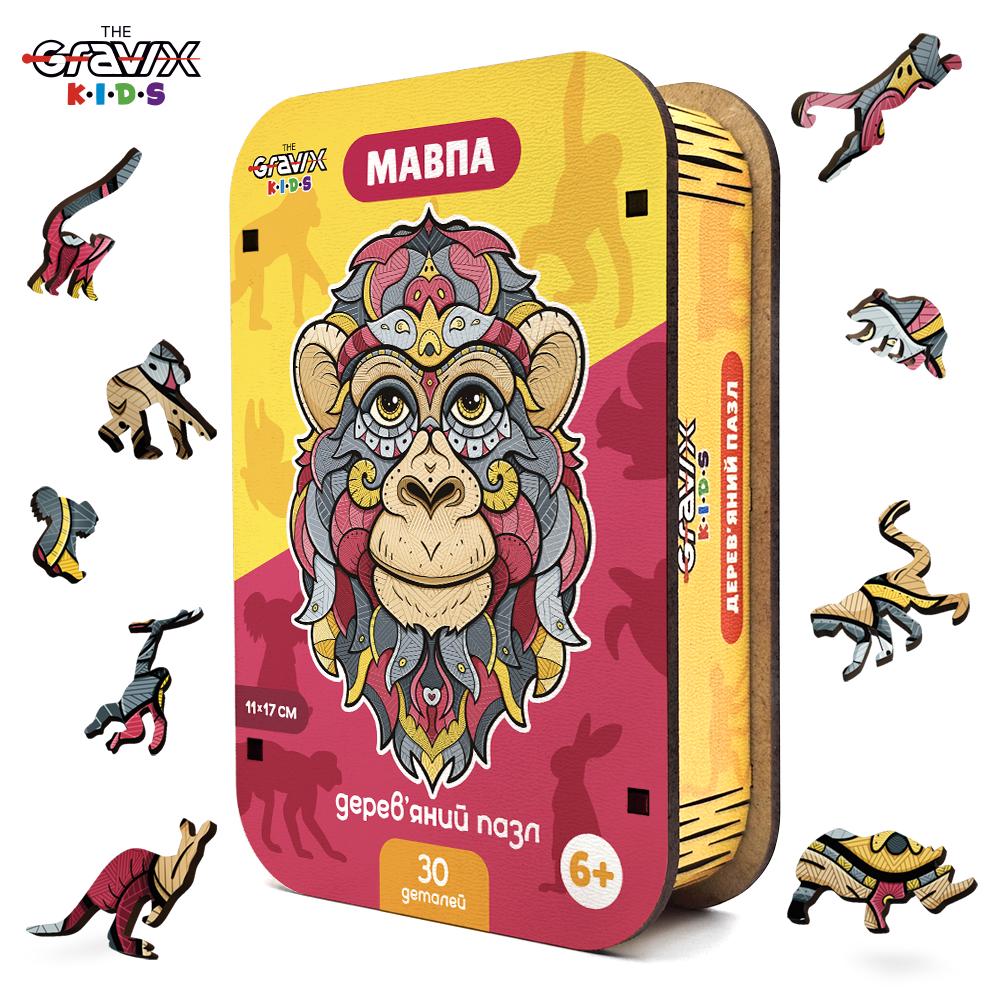 Пазл дерев'яний THEGRAVIX Мавпа фігурна для дітей (04114) - фото 2 Пазл дерев'яний THEGRAVIX Мавпа фігурна для дітей (04114) - фото 2