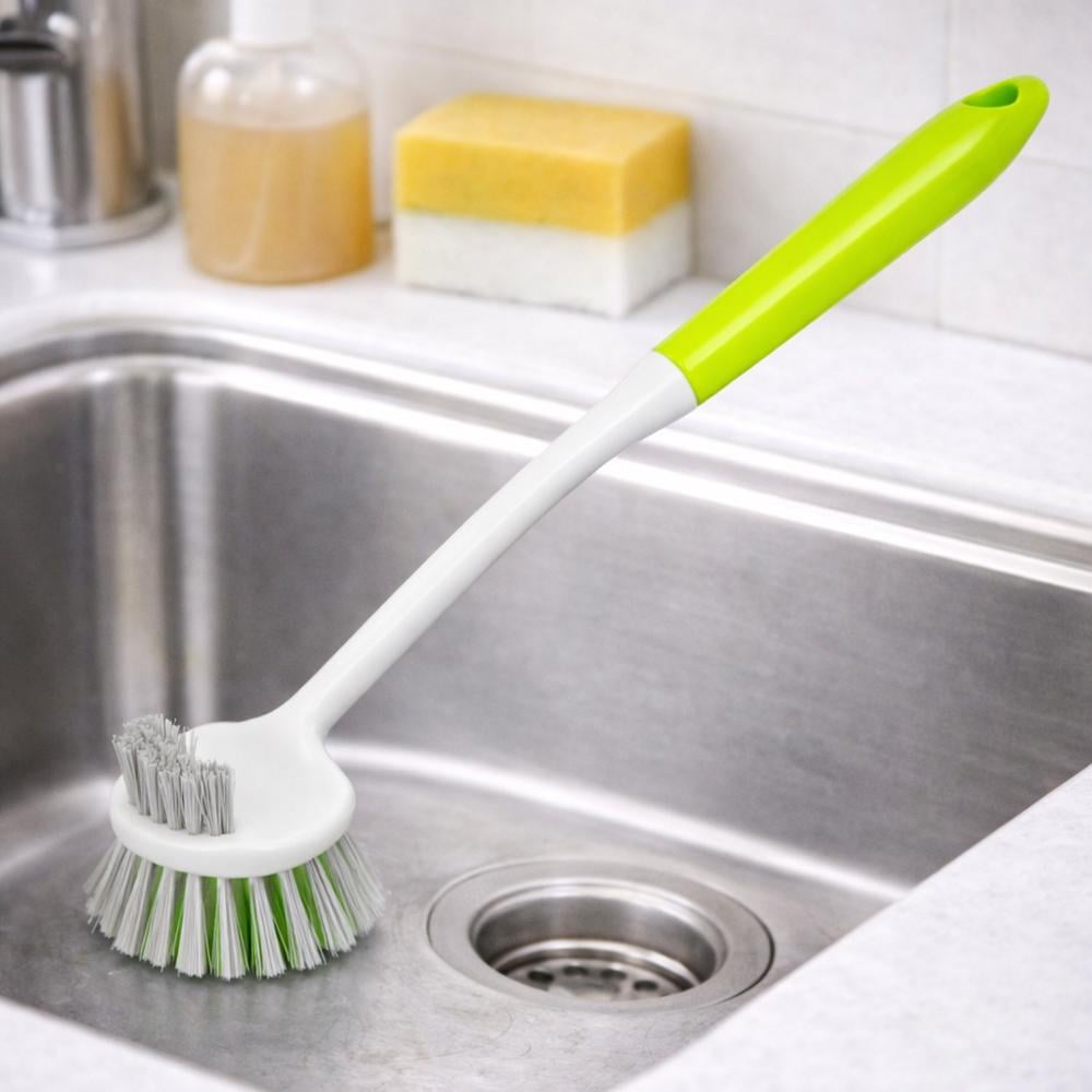 Щітка для посуду з довгою ручкою двостороння 27x4,5 см Білий (37-біл-124629)