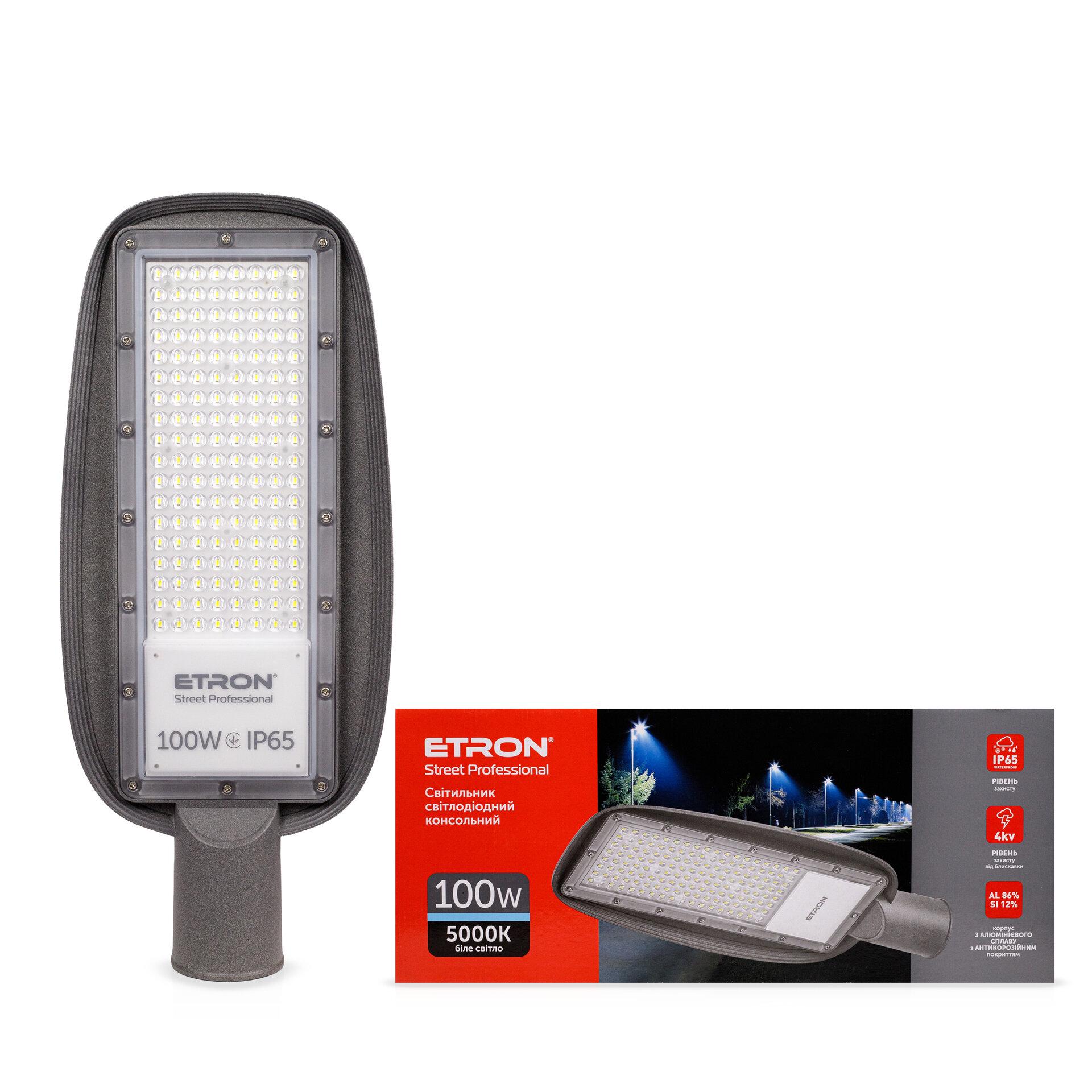 Фонарь консольный уличный ETRON 334-ESP-1 100W 5000К IP65 (20753-е)