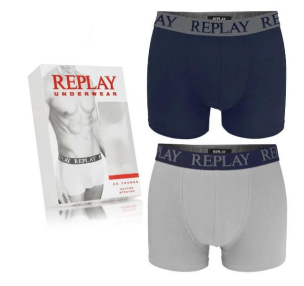 Трусы-боксеры мужские анатомические Replay 2 шт. L Темно-синий/Серый - фото 2