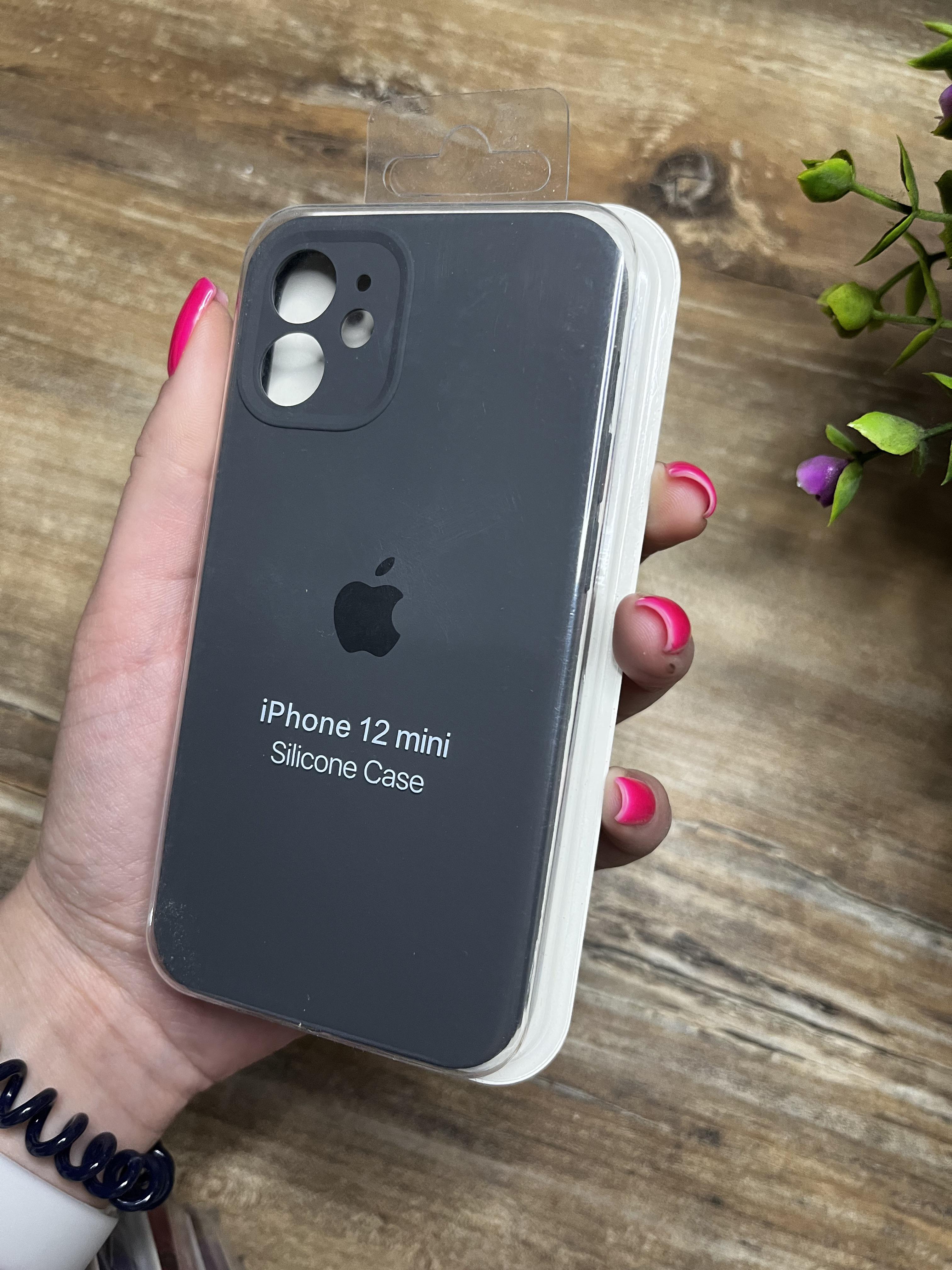Чехол накладка на iPhone (Айфон) 12 Mini квадратные борта silicone case full camera Apple
