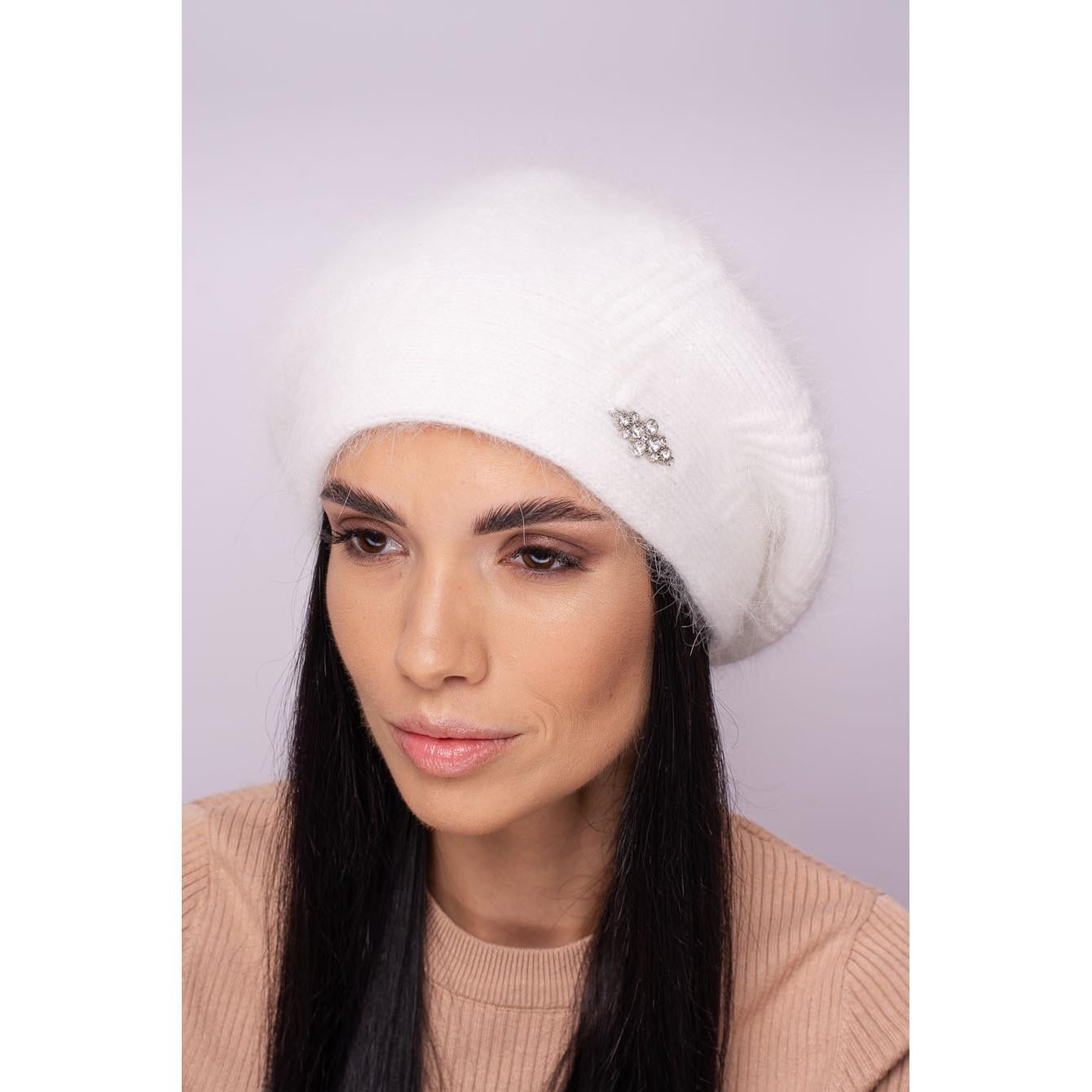 Берет жіночий ангоровий Leks Диво one size Білий