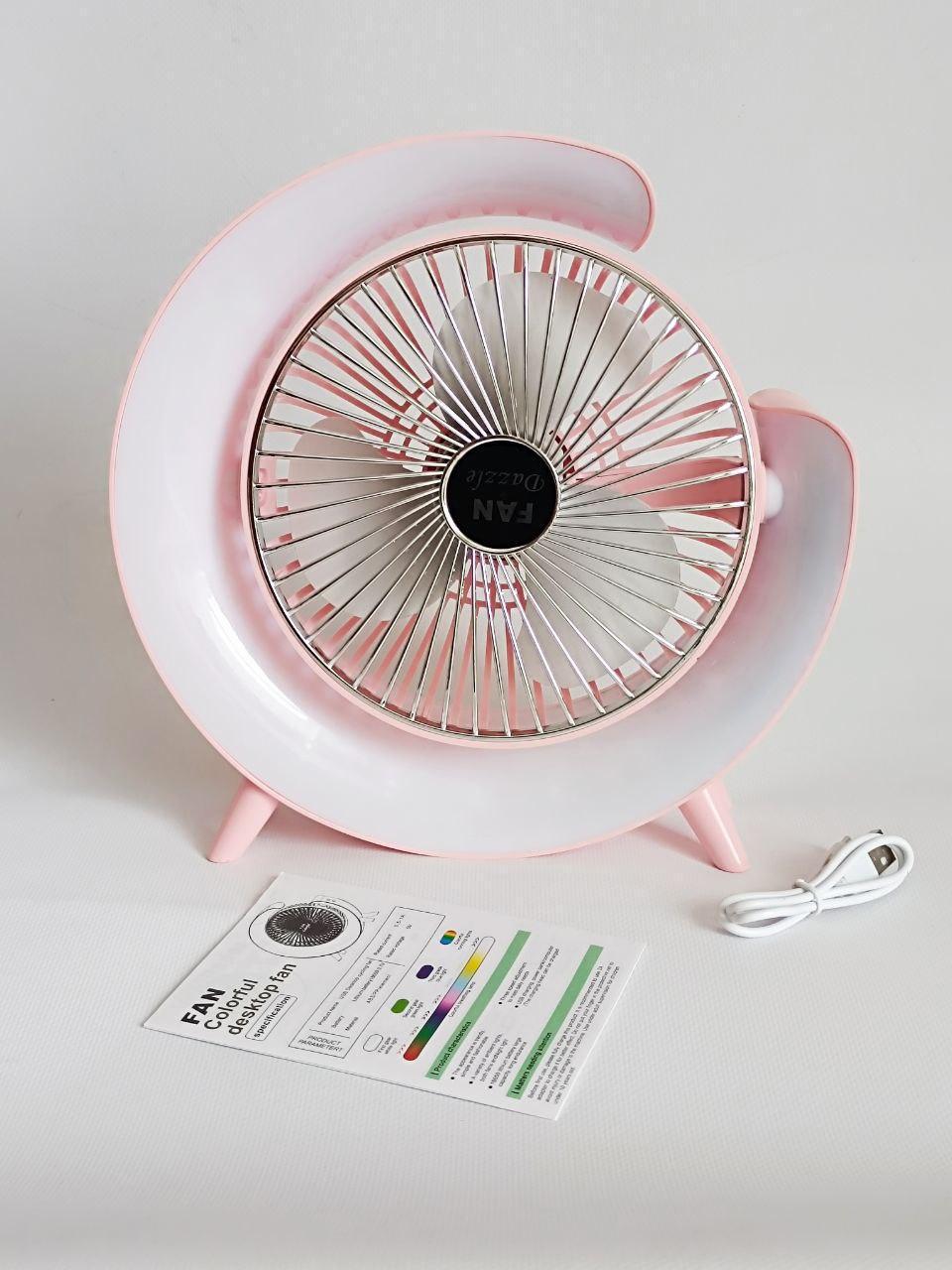 Вентилятор настольный 6361 с аккумулятором и RGB подсветкой (2644787174) - фото 2