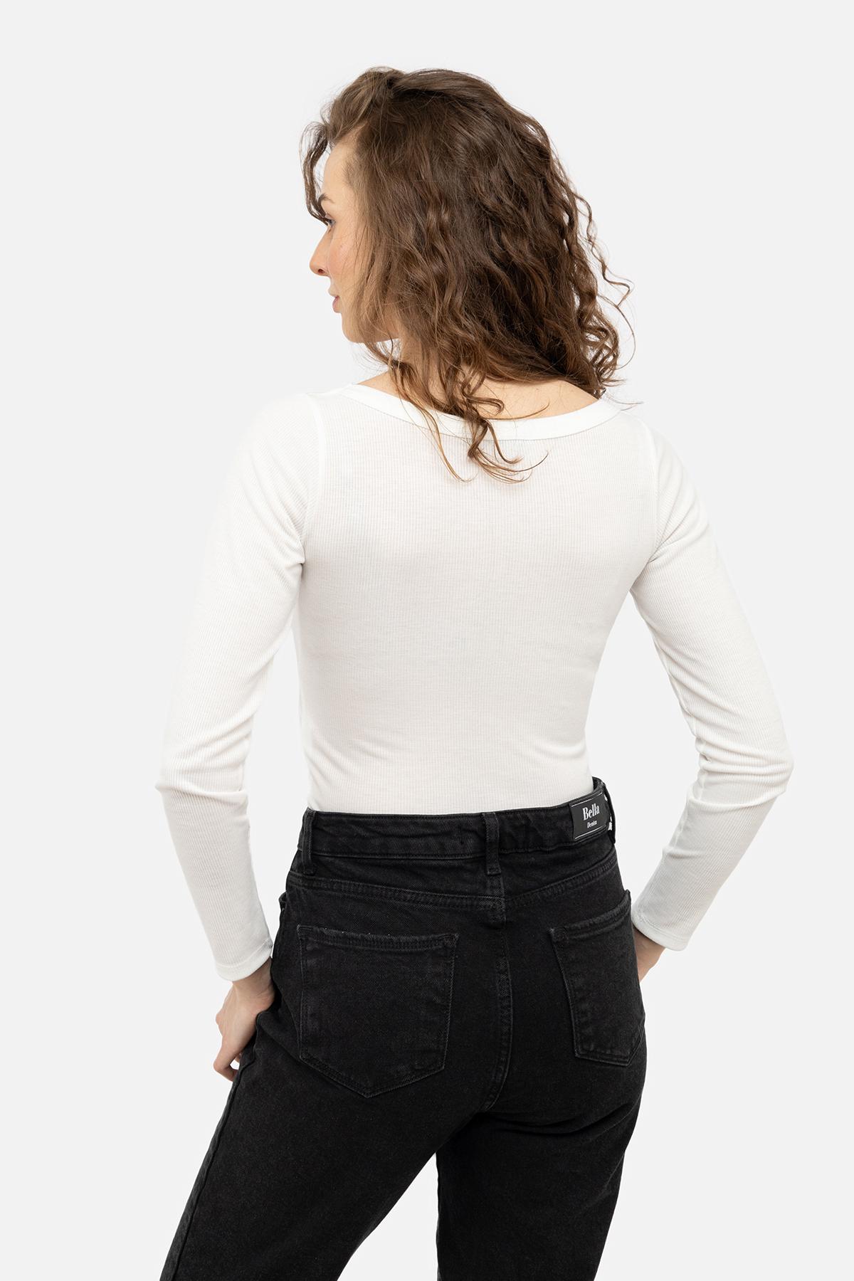 Лонгслив женский ЦБ-00242080 р. 44 Белый (SKT000963424) - фото 3 Лонгслив женский ЦБ-00242080 р. 44 Белый (SKT000963424) - фото 3