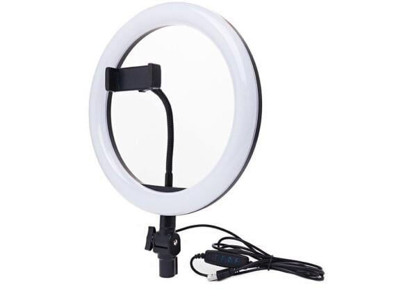 Лампа LED кольцевая AL-360 36 см 220 В 1 крепление для телефона + пульт (1255)