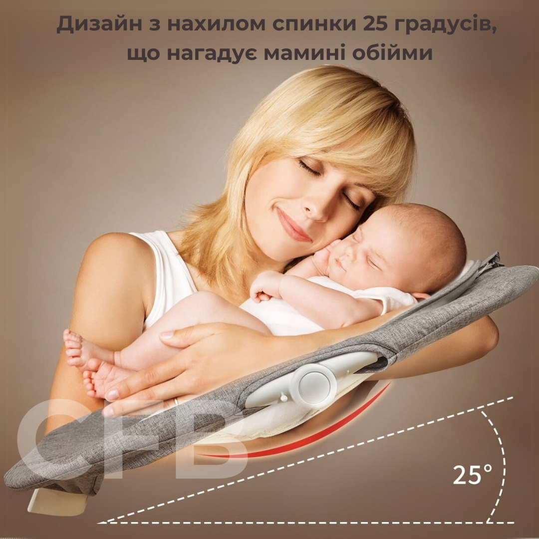 Дитячий шезлонг 2в1 зі стільницею від народження з пультом керування Сіро-білий (2535173322) - фото 3