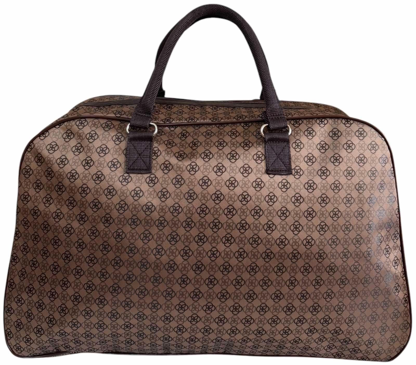 Сумка дорожная большая с длинным ремнем через плечо и боковыми карманами Коричневый (241199) - фото 3