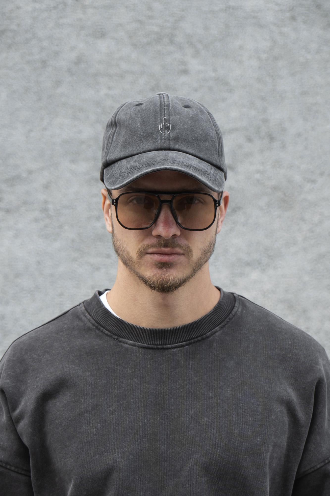 Бейсболка мужская Vintage Without с принтом Finger Black (8049813)