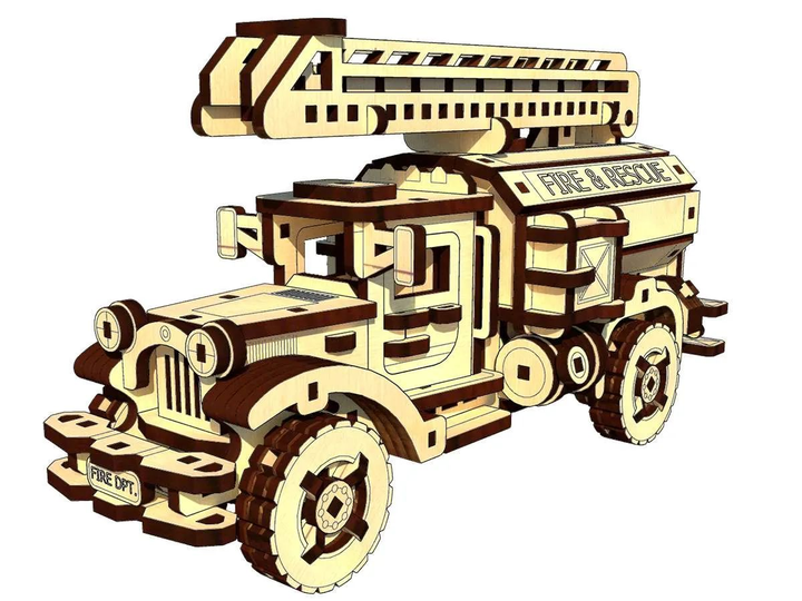 Конструктор деревянный PAZLY Танк пожарное авто 3D пазлы 230 дет. (100-98-UPZ-015)