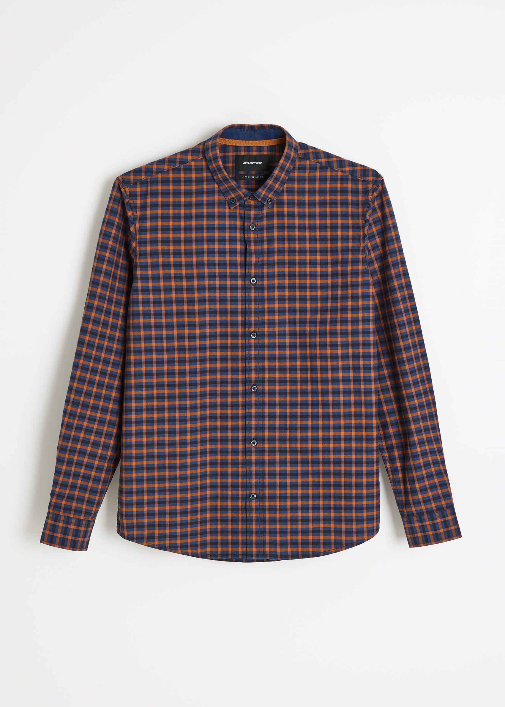 Рубашка клетчатая мужская Diverse SNIK LG 256 2XL Сигара (5905384208071)