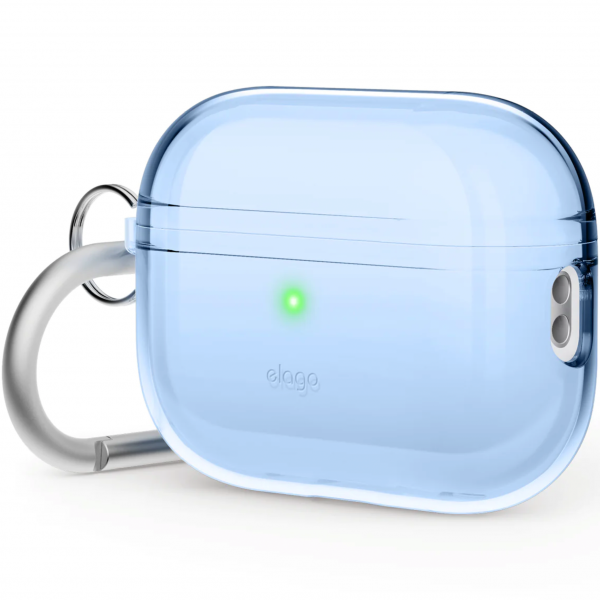 Чехол для наушников с карабином Elago Clear Hang Case for Airpods Pro 2nd Gen Aqua Blue (EAPP2CL-HANG-ABL)