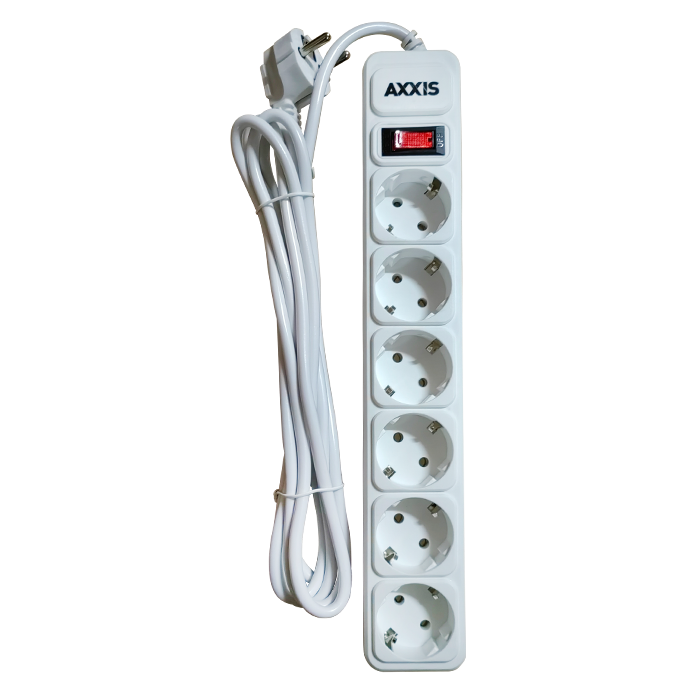 Фильтр-удлинитель сетевой Axxis 3 м 6 розеток Белый (ax-1263)