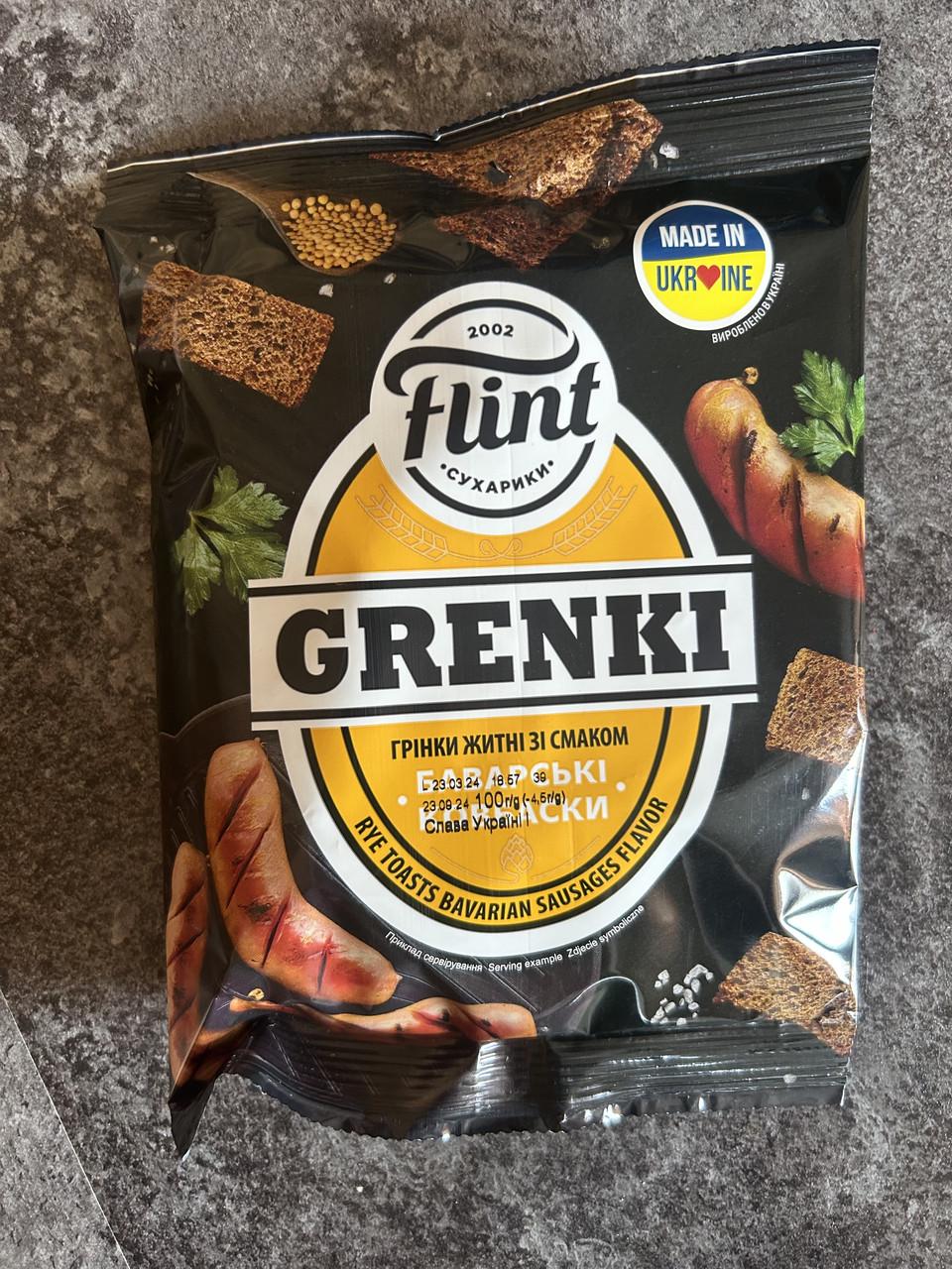 Гренки Flint ржаные Баварские колбаски 100 г