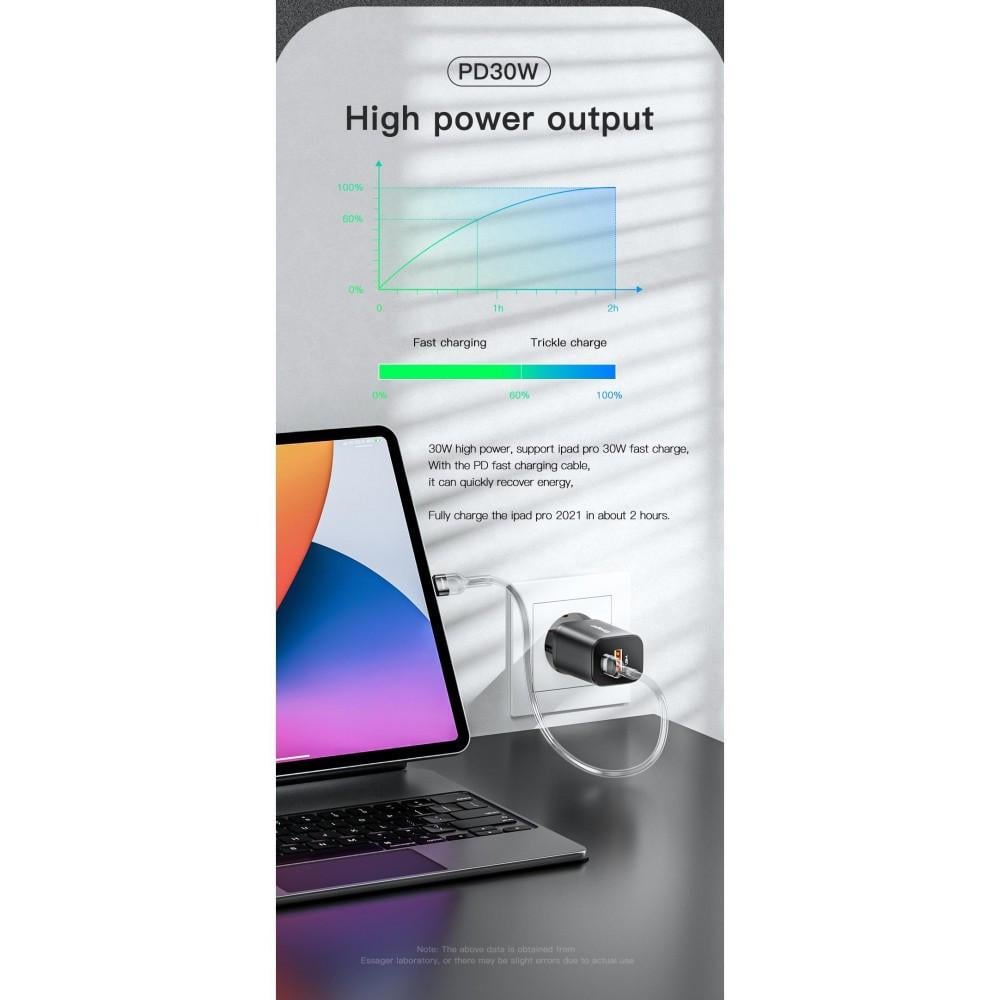 Зарядное устройство для сети Essager Quick Charger Type-C/USB 30W Black (25397428) - фото 5