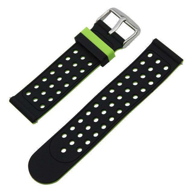 Двосторонній ремінець з перфорацією Primo для годинника Motorola Moto 360 2nd gen 42 мм Black/Green (765888348)