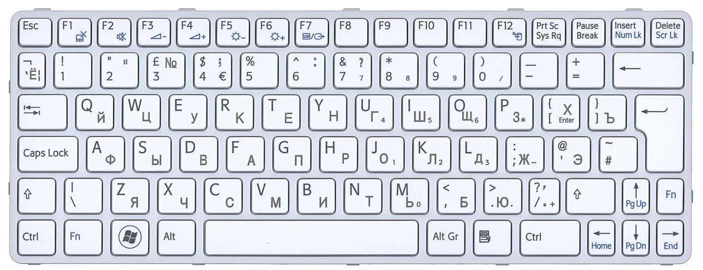 Клавіатура для ноутбука Sony Vaio SVE11 White Frame White Клавіатура для ноутбука Sony Vaio SVE11 White Frame White