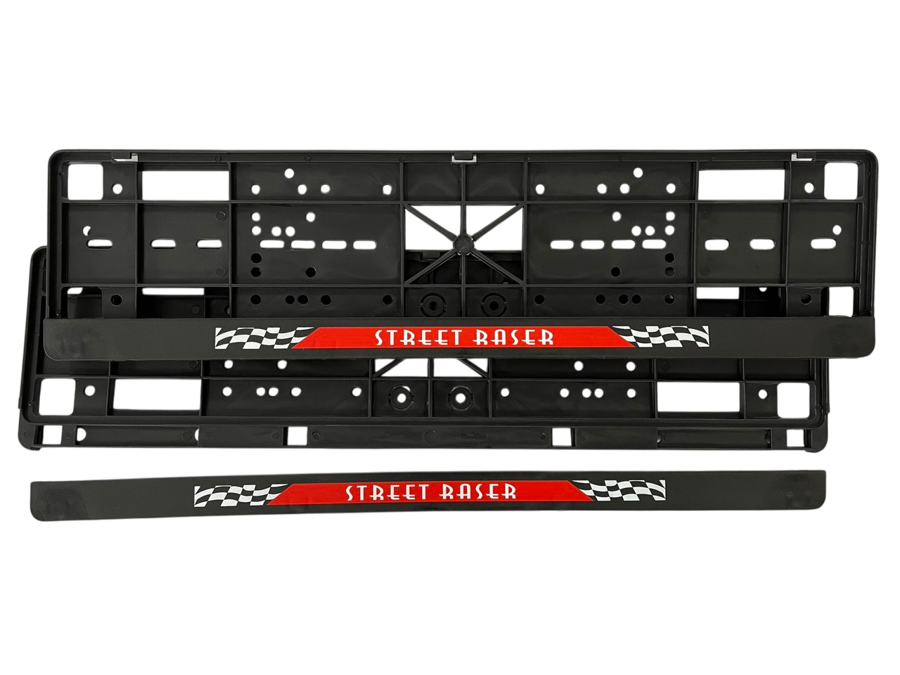 Рамка номерного знака с защелками Книжка с надписью "Street Racer" пара (18063)