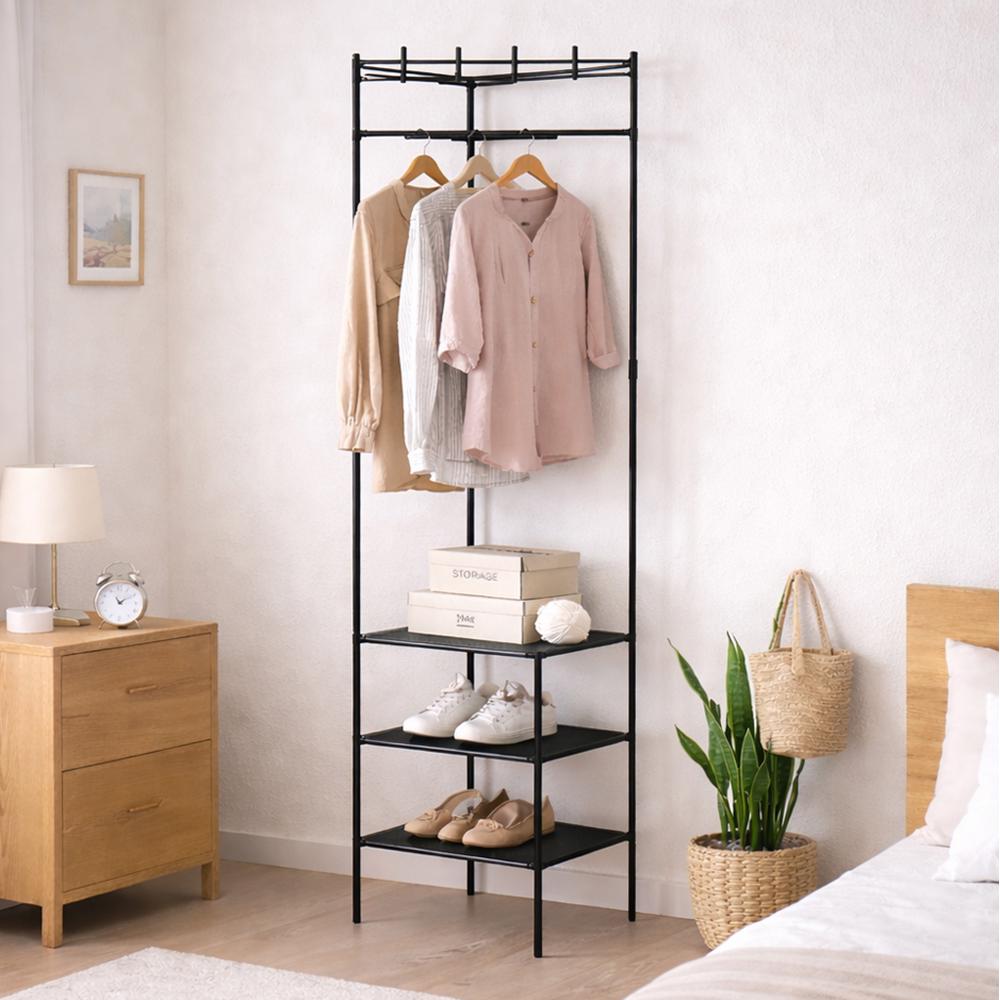 Стійка для одягу та взуття підлогова кутова 188x40x40 см T(W-888) Стійка для одягу та взуття підлогова кутова 188x40x40 см T(W-888)