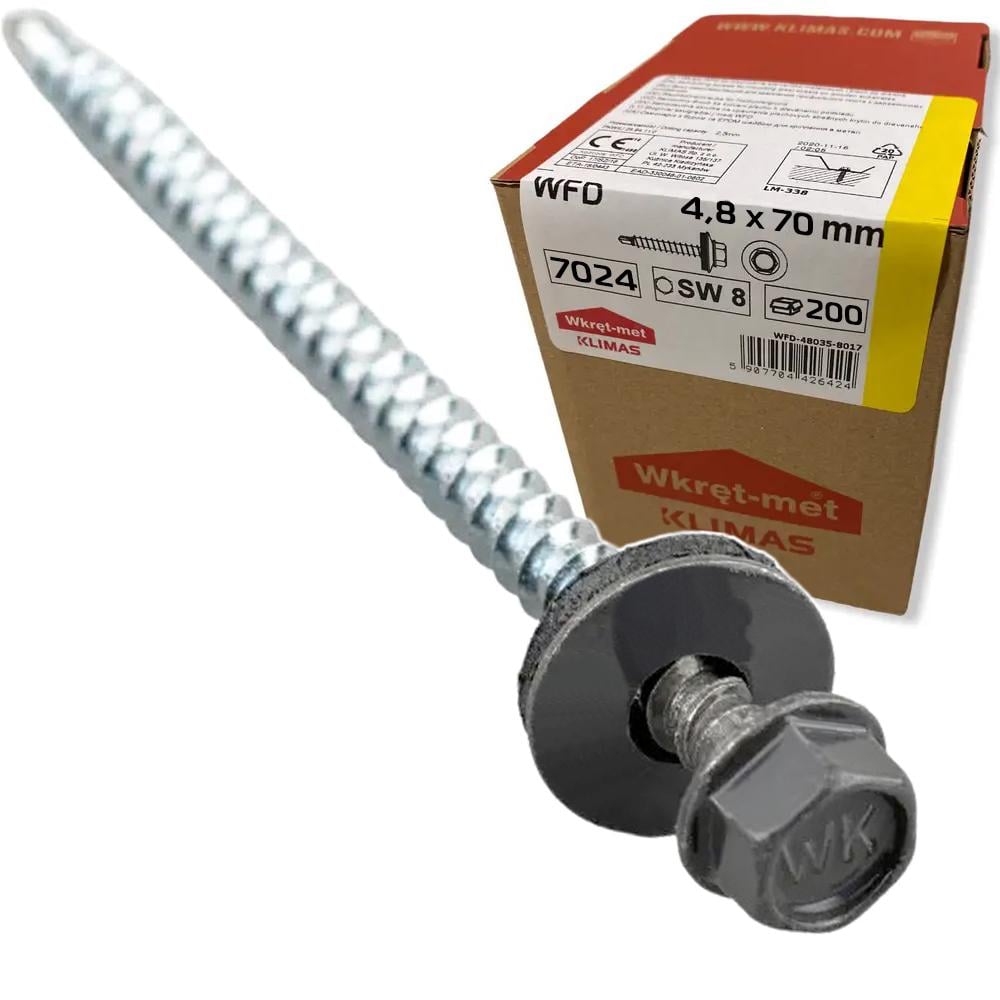Саморез по дереву Klimas Wkret-Met 4,8x70 мм RAL 7024 200 шт. уп. (29471797) - фото 2