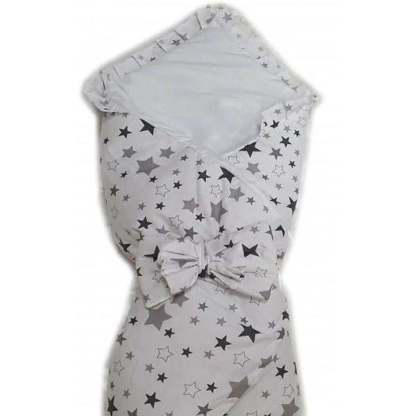 Конверт одеяло на выписку Baby Звезды разные 3в1 Белый/Серый Конверт одеяло на выписку Baby Звезды разные 3в1 Белый/Серый
