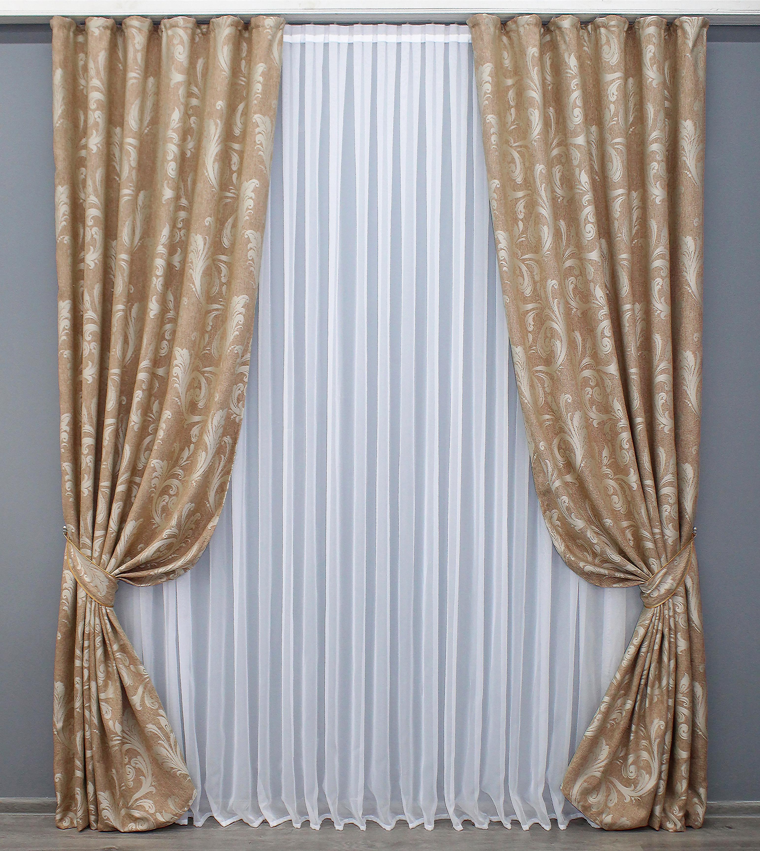 Комплект штор VR-Textil Лилия №808ш 100х270 см 2 шт. Горчичный (31-214)