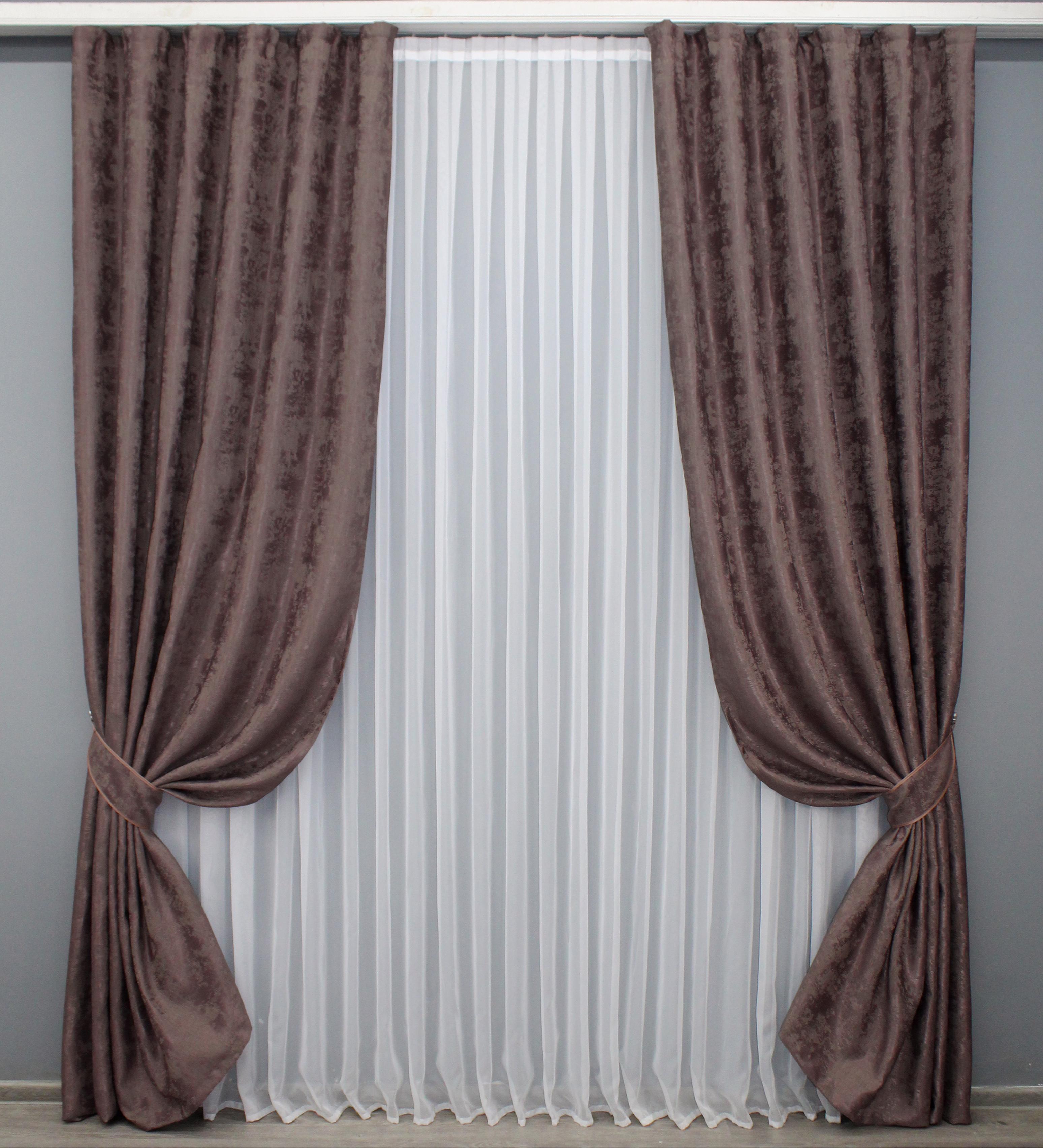 Комплект готовых штор VR-Textil Жаккард Sultan XO №1681 100х270 см 2 шт. Бурый (31-769)