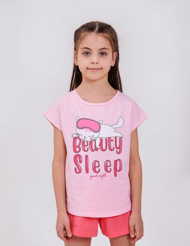 Пижама для девочки Smil стрейч-кулир/хлопок 128 см Розовый (104854-1)