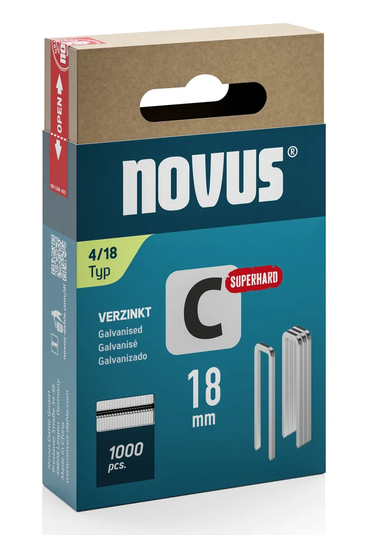 Скобы узкие строительные NOVUS C тип 4 18 мм 1000 шт. (37515811)