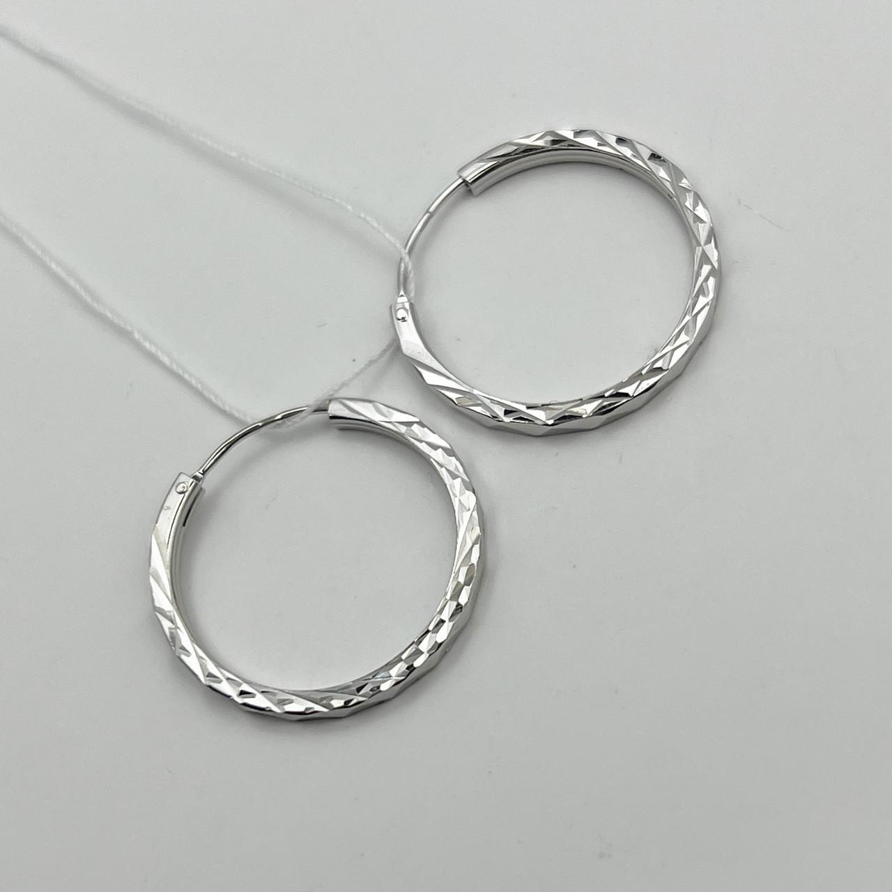 Серебряные серьги-кольца с алмазной гранью d 24 мм 1,95 г (2482007798)
