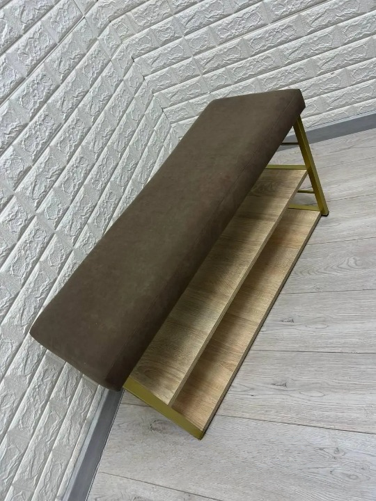 Банкетка для взуття металева з м'яким сидінням 32х47х88 см Коричневий/Золотий (2588046840) - фото 3 Банкетка для взуття металева з м'яким сидінням 32х47х88 см Коричневий/Золотий (2588046840) - фото 3