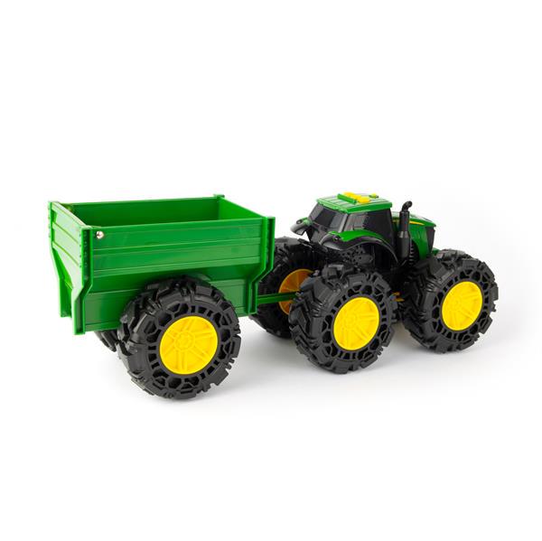 Игрушечный трактор John Deere Kids Monster Treads с прицепом и большими колесами (47353) - фото 5