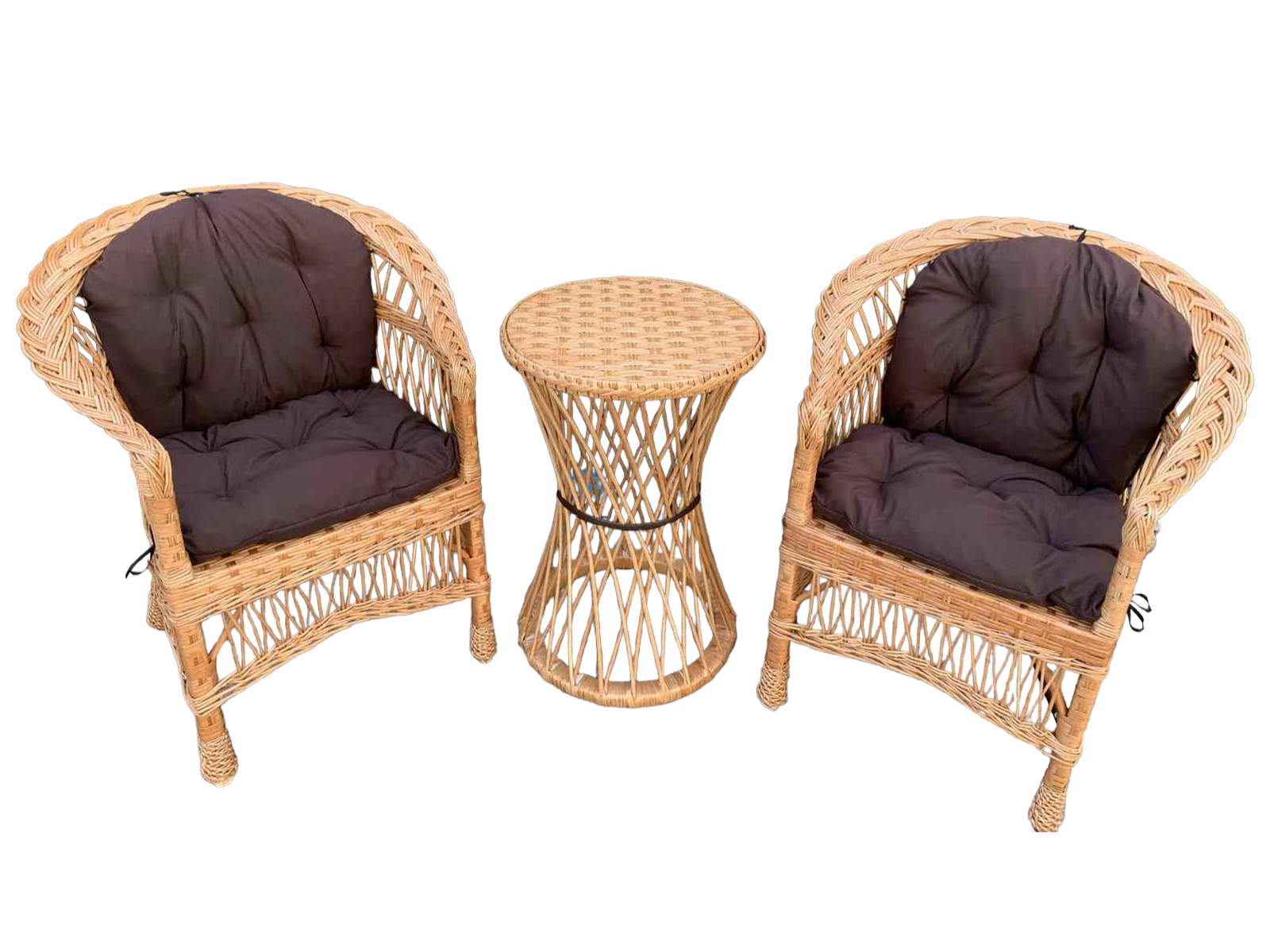 Садовая мебель Woody 2 кресла с низкой спинкой/столик спираль натуральное дерево/лоза Коричневый