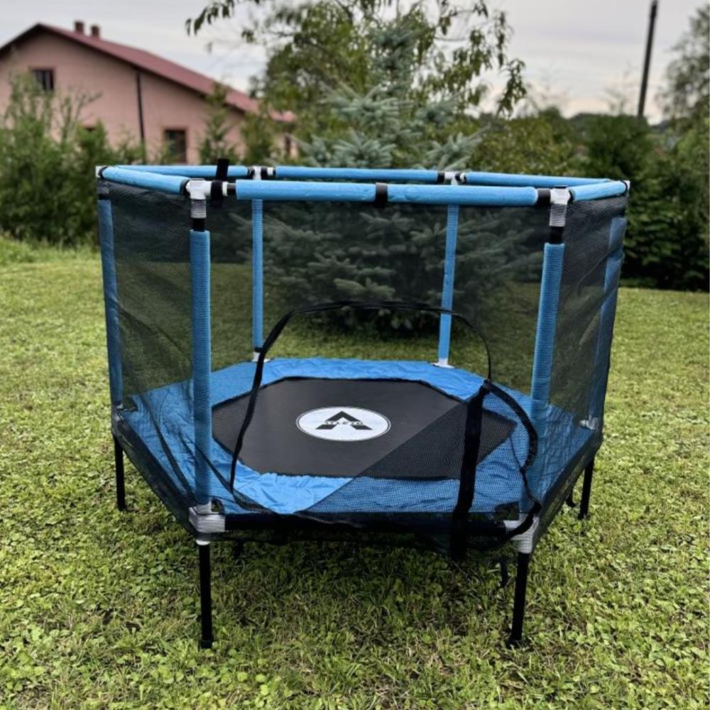 Батут дитячий Atleto із захисною сіткою на блискавці 160 см Синій (132-76-21000156) - фото 2 Батут дитячий Atleto із захисною сіткою на блискавці 160 см Синій (132-76-21000156) - фото 2