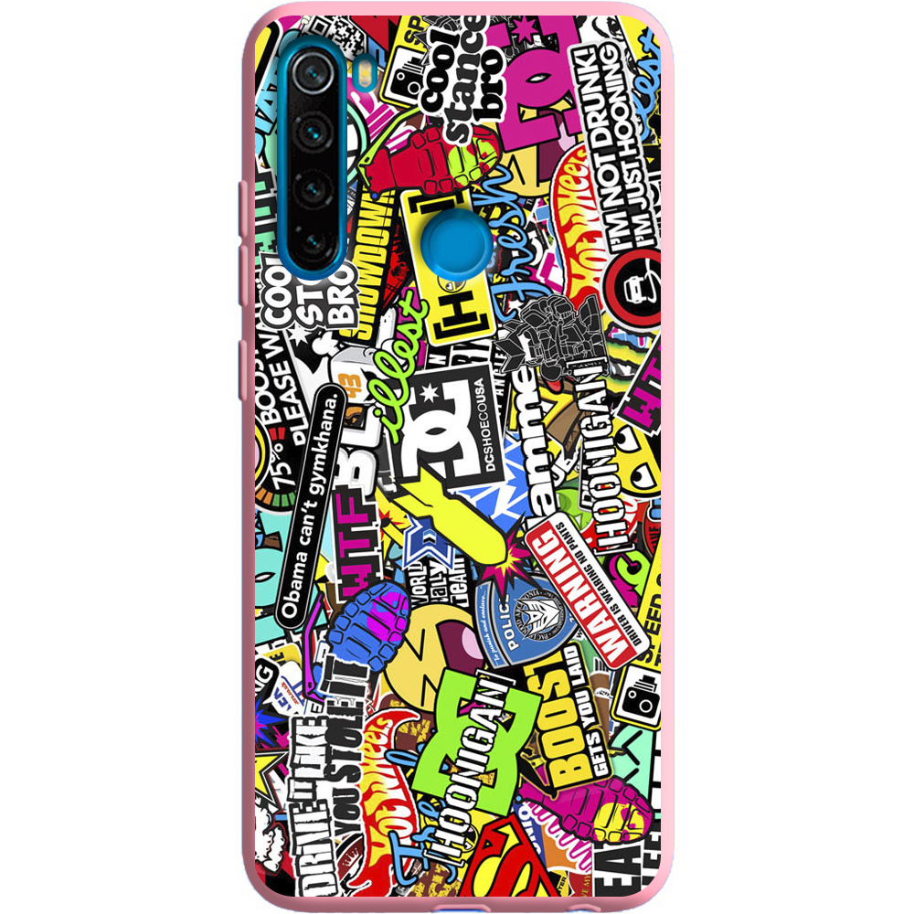 Чехол Boxface Xiaomi Redmi Note 8 Multicolored Inscriptions Розовый силикон (38214-up880-38684)