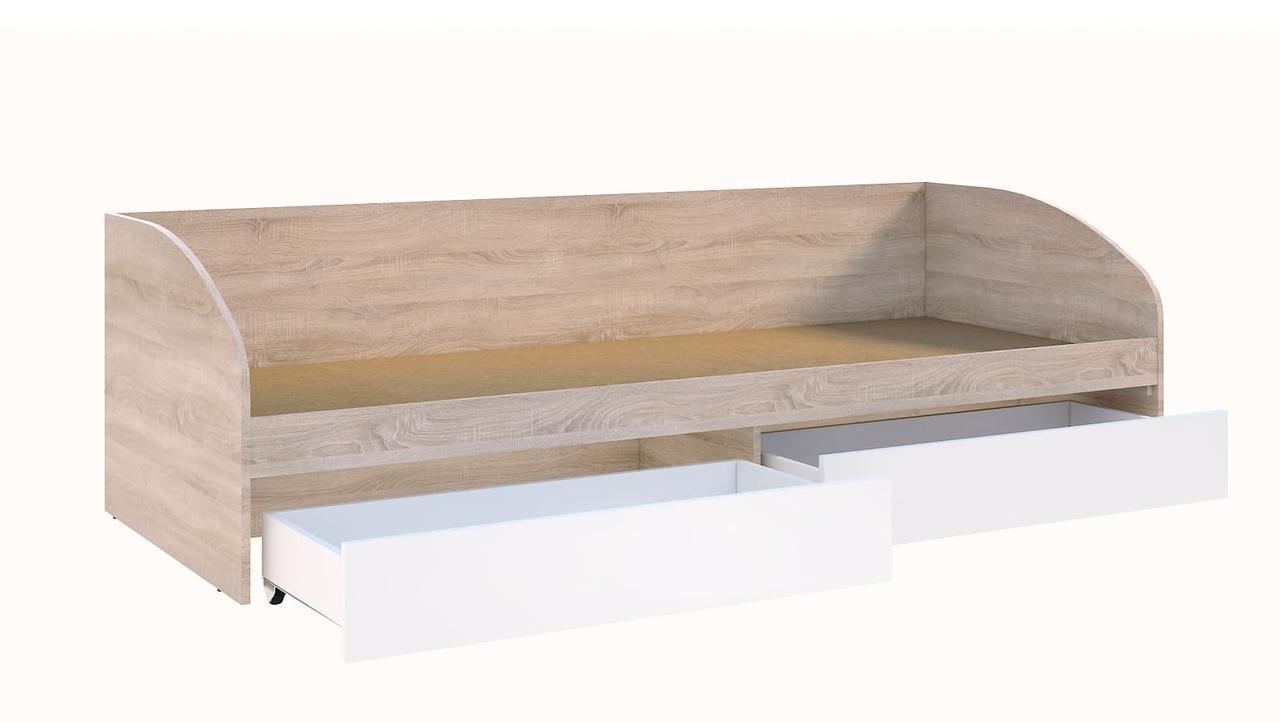Кровать-софа односпальная Мастер Форм Брайт с 2 ящиками 80х200 см Дуб сонома/Белый (23090049)
