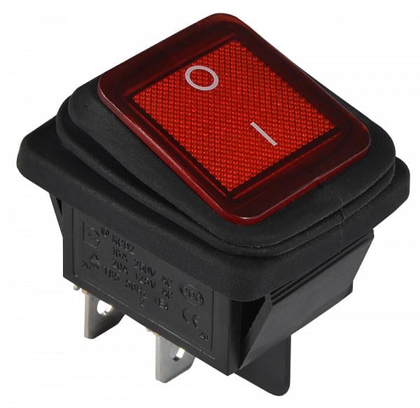 Переключатель АСКО-Укрем KCD2-201NW R/B 1 клавиша 2NO с подсветкой 28,5 мм 220 V IP54 Красный неон (A0140040114)