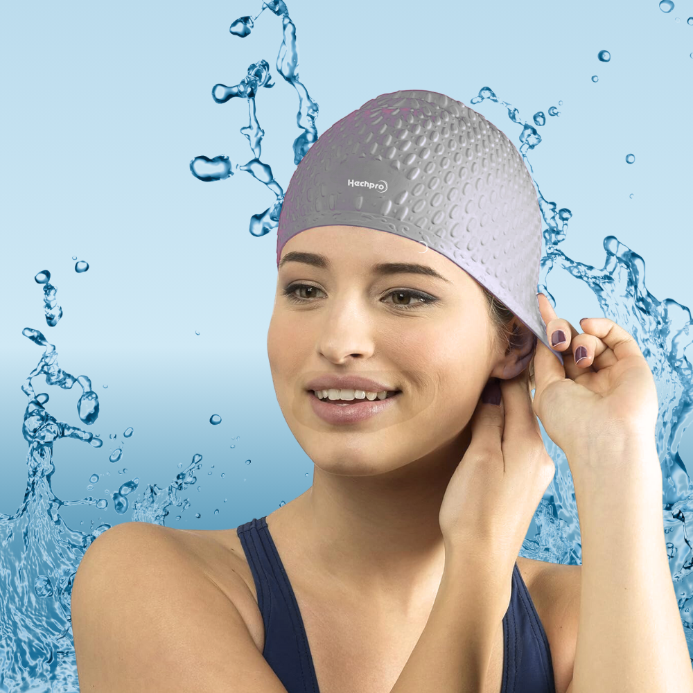Шапочка для плавання для довгого волосся Hechpro Сірий (1696) - фото 6 Шапочка для плавання для довгого волосся Hechpro Сірий (1696) - фото 6