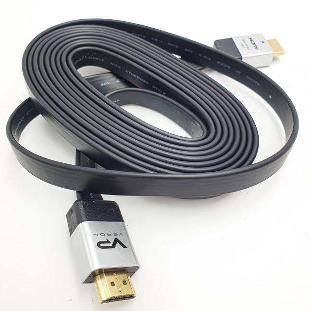 Кабель плоский HDMI to HDMI 4K з підтримкою Ethernet UltraHD 4K Veron 5м Чорний (6cbba9bb)