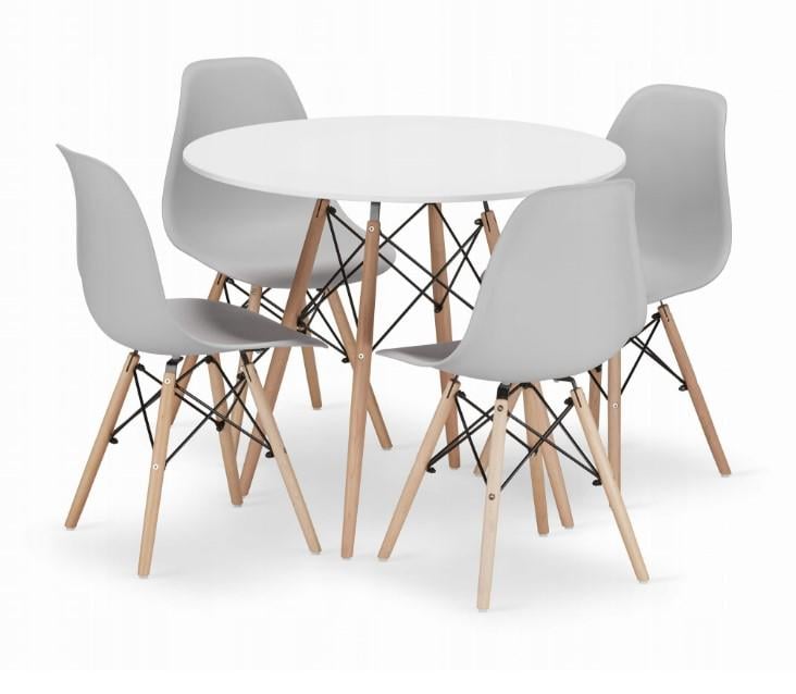 Мебель стол 80 см и 4 стулья Серый